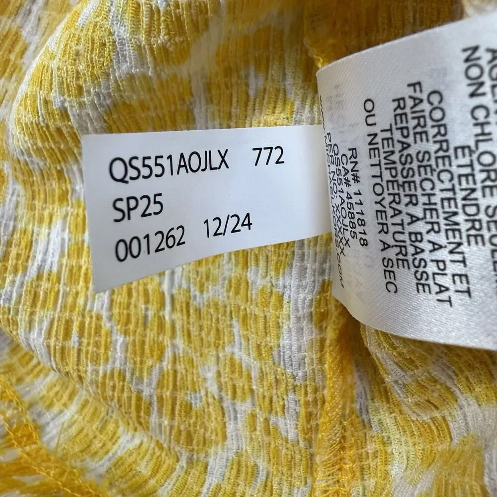 Michael Kors Dandelion Yellow Leopard Print Blouse Medium Animal Print NWT